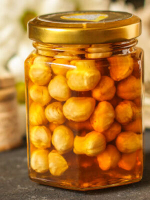 Honey and nuts grain, tasty and healthy dessert.