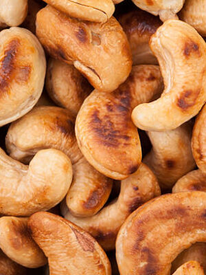 Cashew nuts roasted full frame closeup