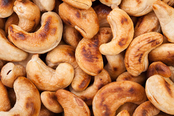 Cashew nuts roasted full frame closeup